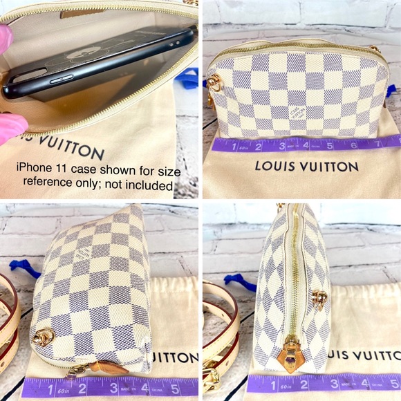 Louis Vuitton Damier Azur Cosmetic Pouch Crossbody Bag with leather strap - Picture 16 of 16